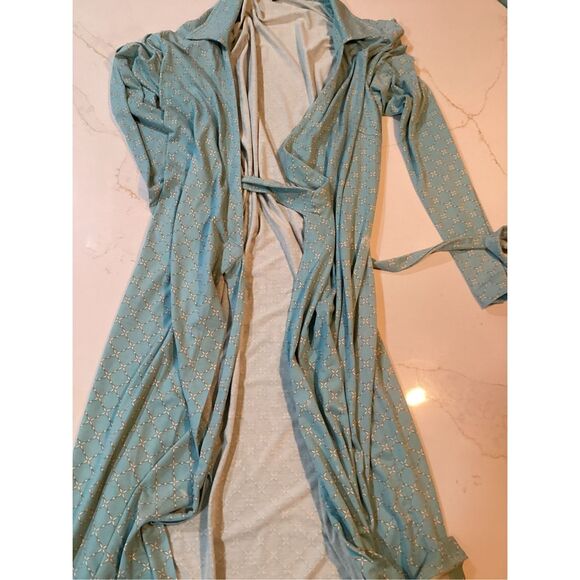 J. McLaughlin Silk Wrap Dress Sz L Robyn Egg Blue - Picture 7 of 9